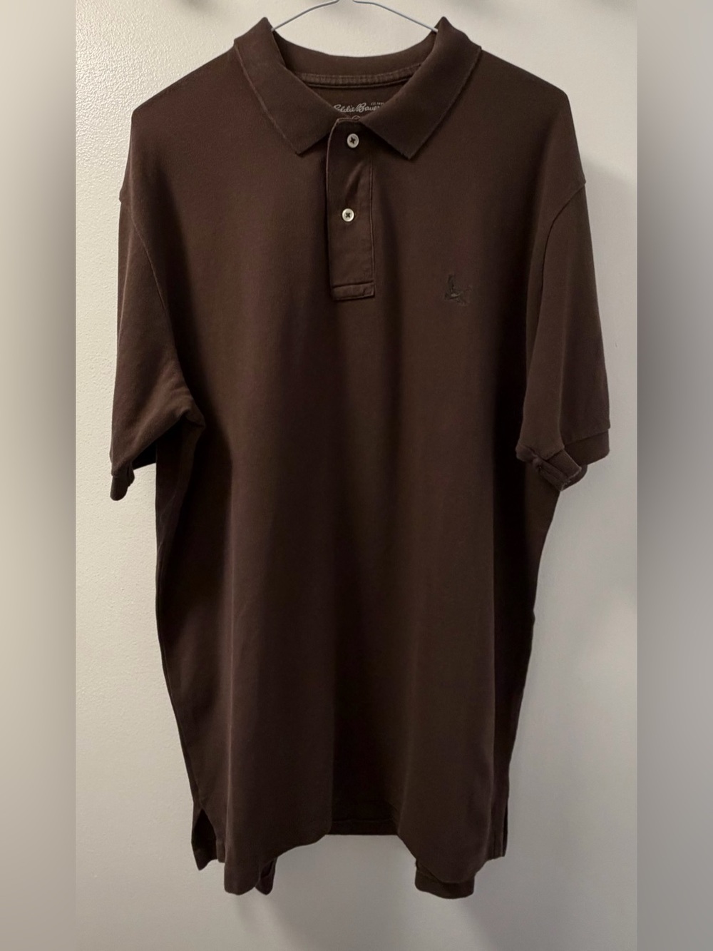Eddie Bauer Men’s Large Tall Brown 100% Cotton Polo Shirt Embroidered Logo LT